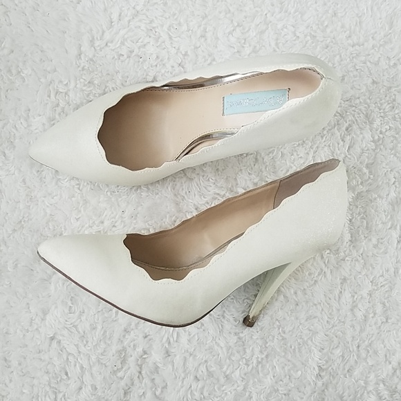 white scalloped heels